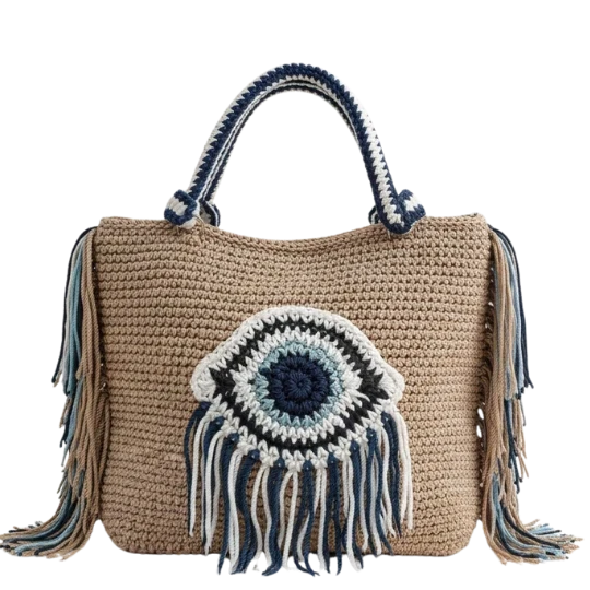 حقيبة كروشيه عين زرقاء